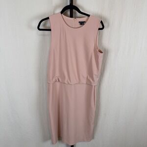Theory Sheath Dress Blush Pink Stretch Sleeveless Business Casual Sheath Size 8